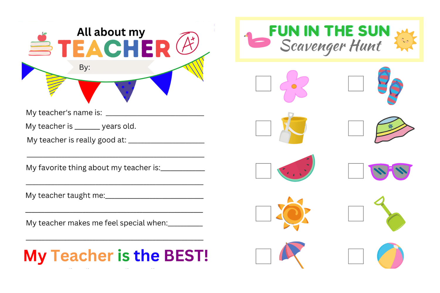 End of the Year/Summer Printables
