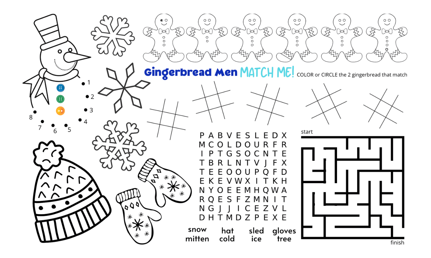 Winter printable placemat