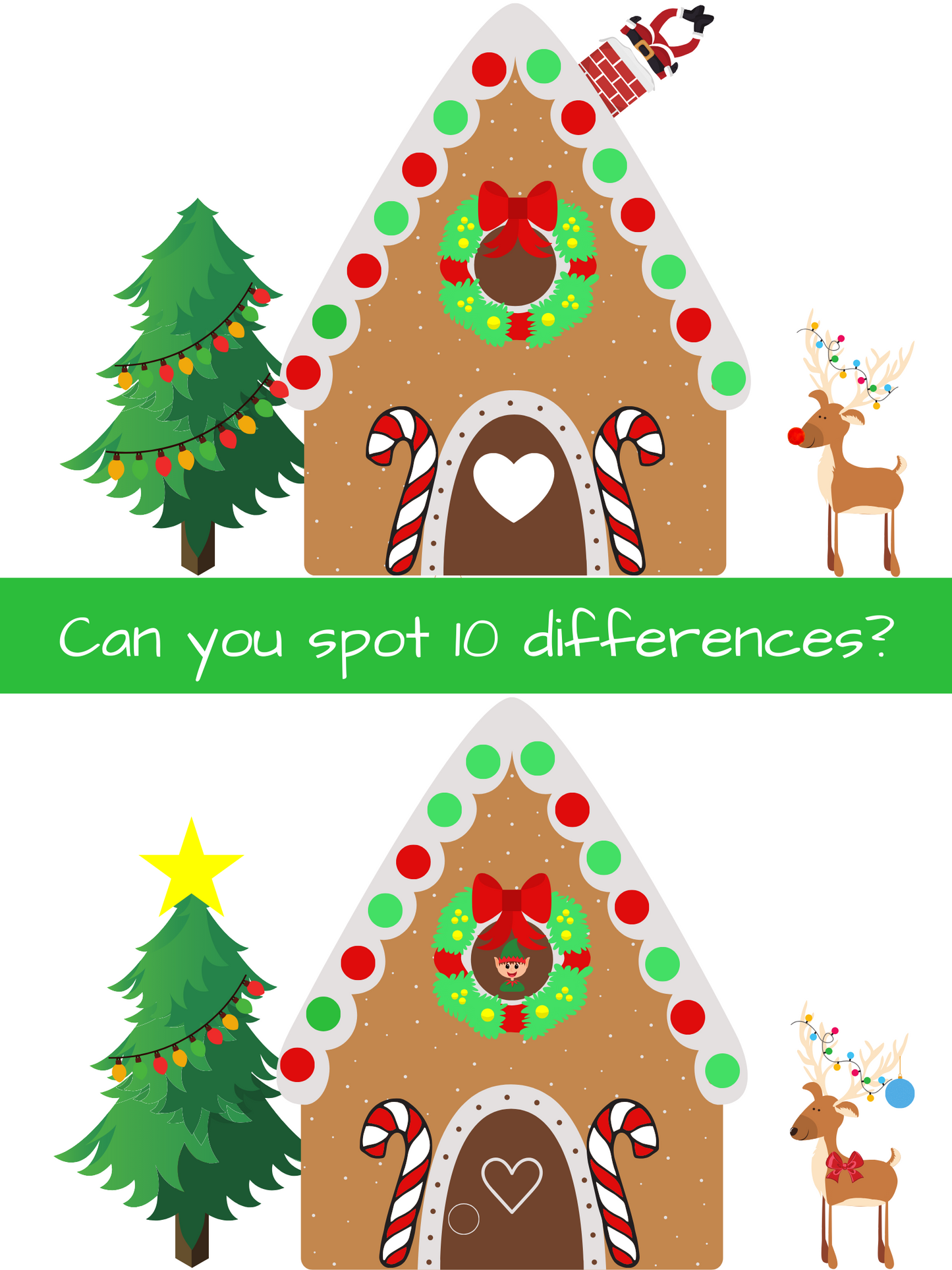 Free Christmas Spot the Differences Printable