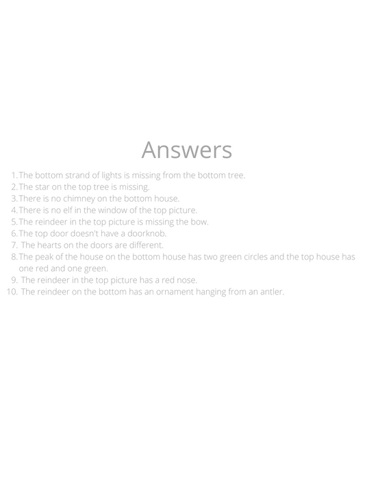 Free Christmas Spot the Differences Printable