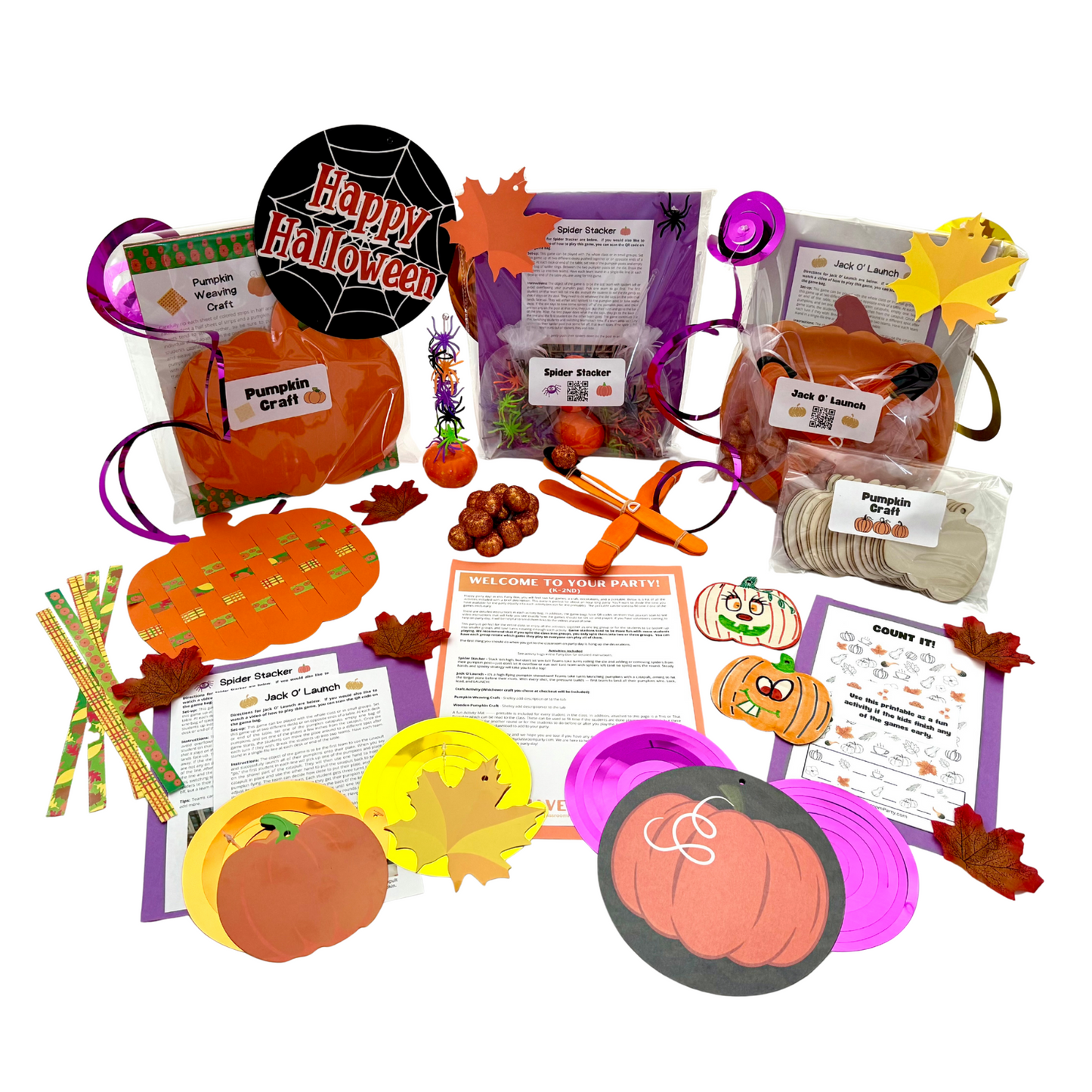 Two Game Fall and Halloween Party Box for K-2nd