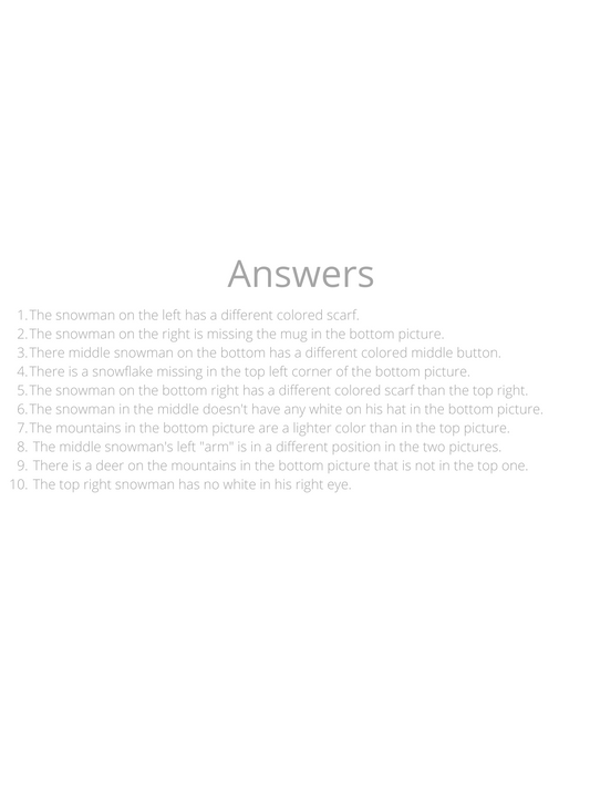 Free Winter Spot the Differences