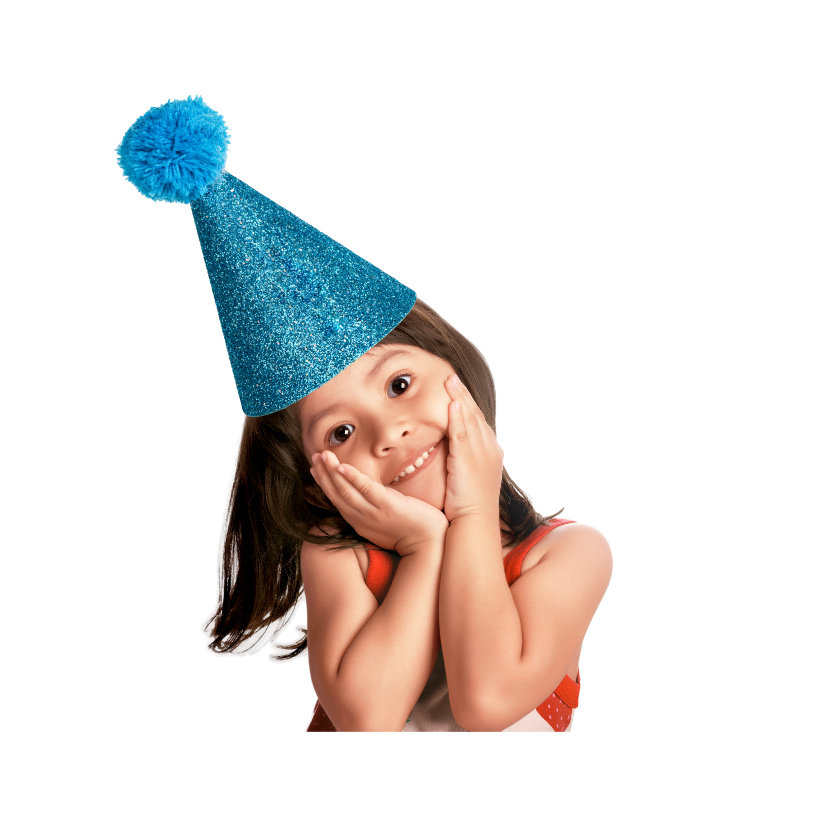 Child wearing a fun winter themed party hat
