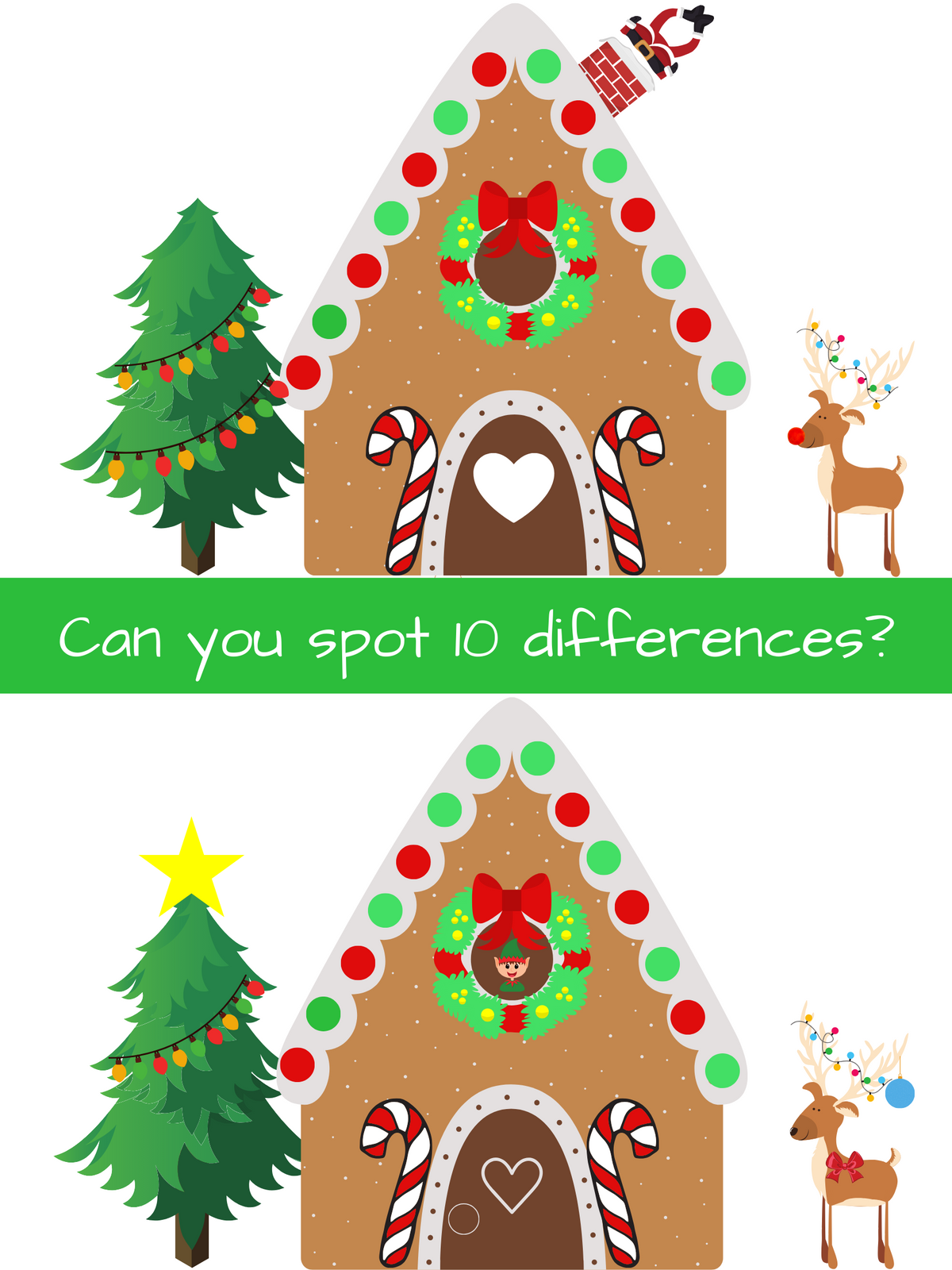 Free Christmas Spot the Differences Printable