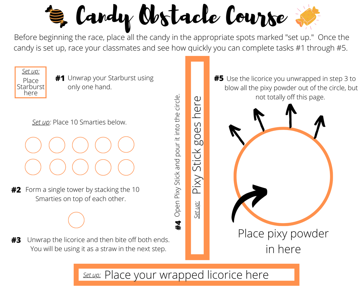 Candy Obstacle Course Free Halloween Printable