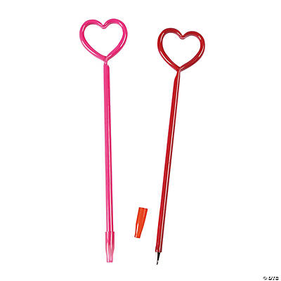 Red and pink heart pens.  These are perfect party day prizes or addition to a Valentine's Day goody bag.
