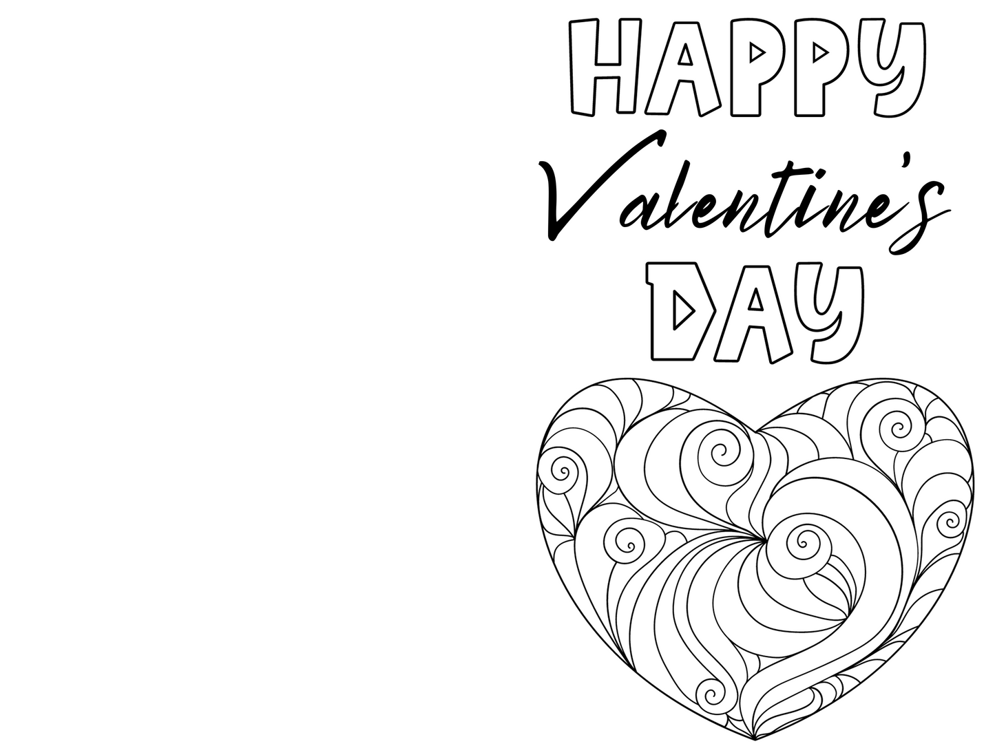 Valentine's Day Card Coloring Page Free Printable