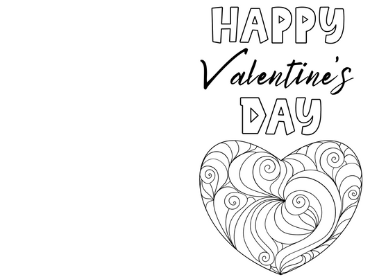 Valentine's Day Card Coloring Page Free Printable
