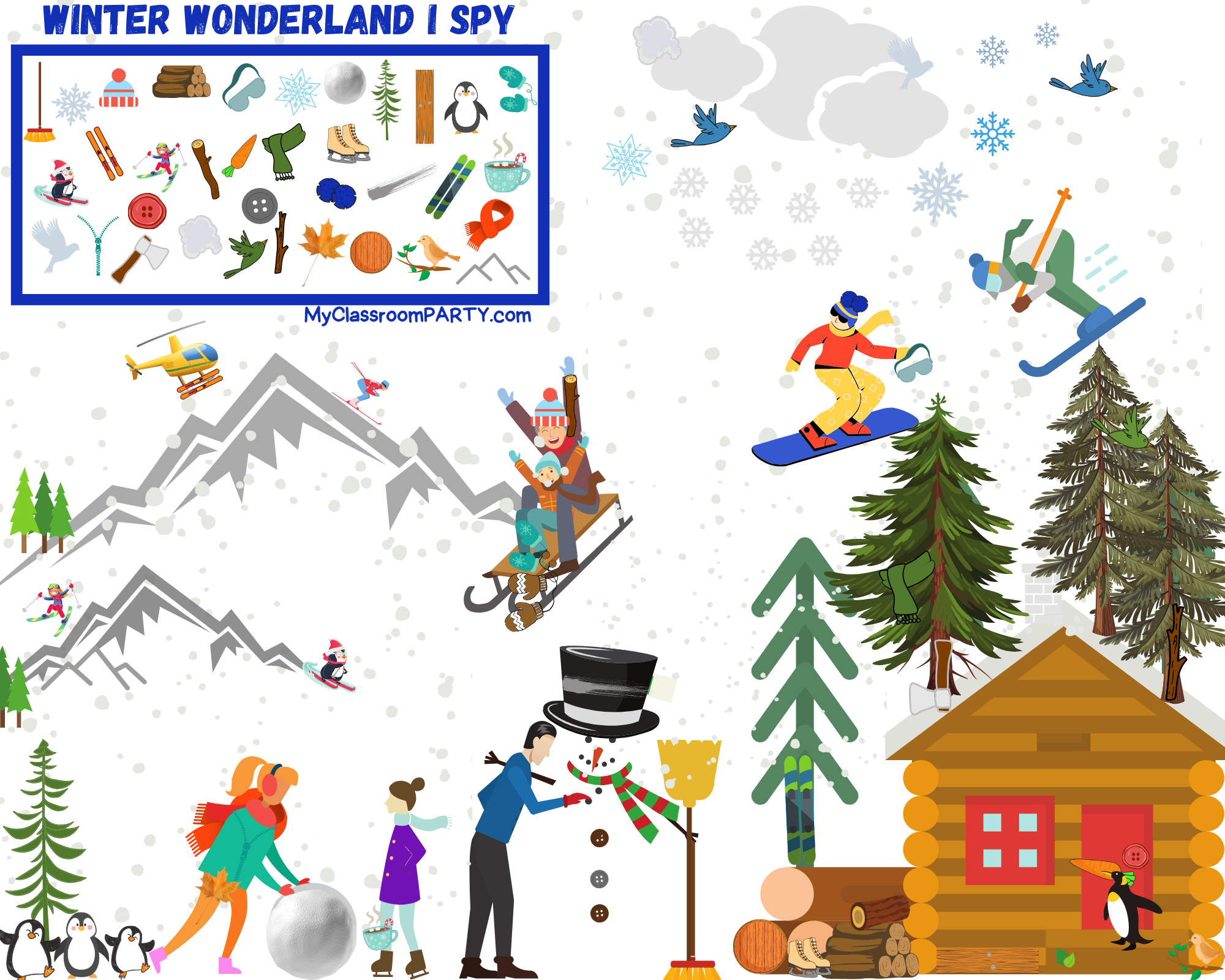 free-winter-printable-i-spy-myclassroomparty for Free Printable I Spy Winter Free Winter Printable - I Spy - MyClassroomParty for Free Printable I Spy Winter
