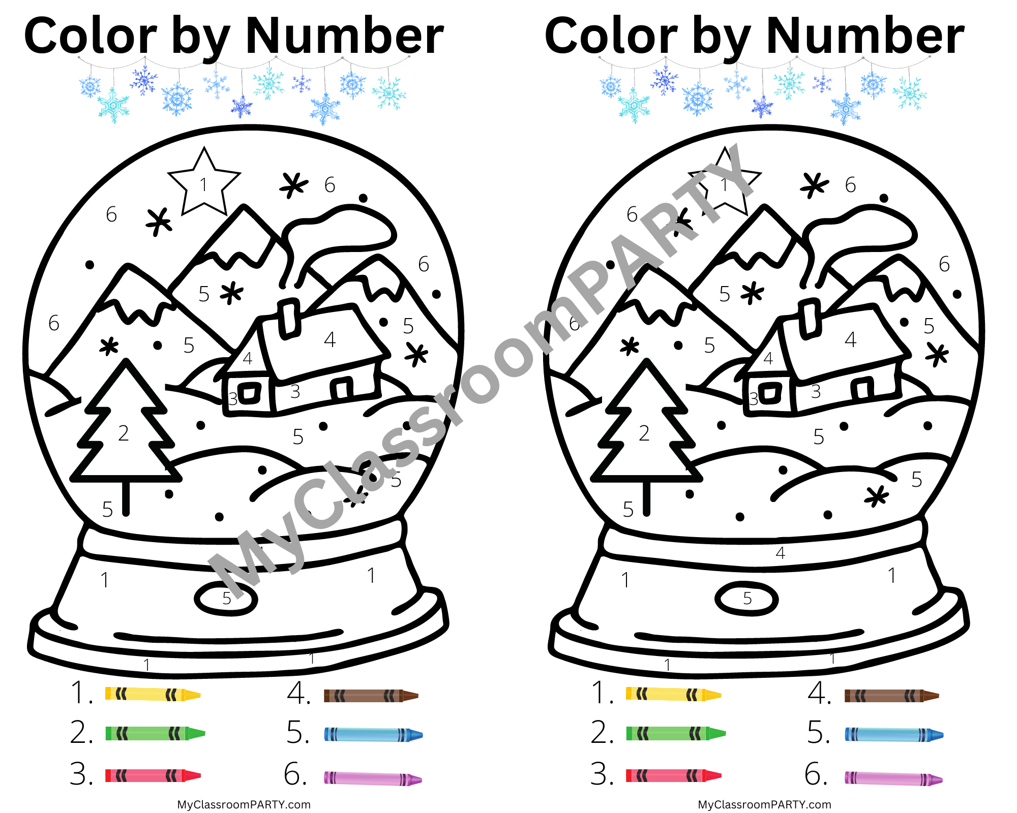 Winter & Christmas Color By Number Pages for Kids {Free Printables