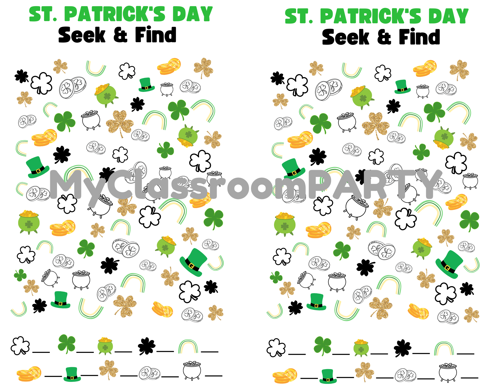 This St. Patrick's Day printable is perfect for a classroom activity.  It would also be a great addition to a school St. Patrick's Day party. 